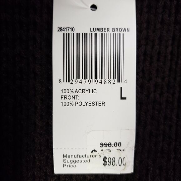 Chelsea & Theodore Womens Cardigan Sweater Large Brown Faux Fur Suede Open Front - Picture 10 of 12